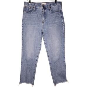 Madewell The Perfect‎ Vintage High Rise Jean 32 Blue Light Wash Raw Hem Crop